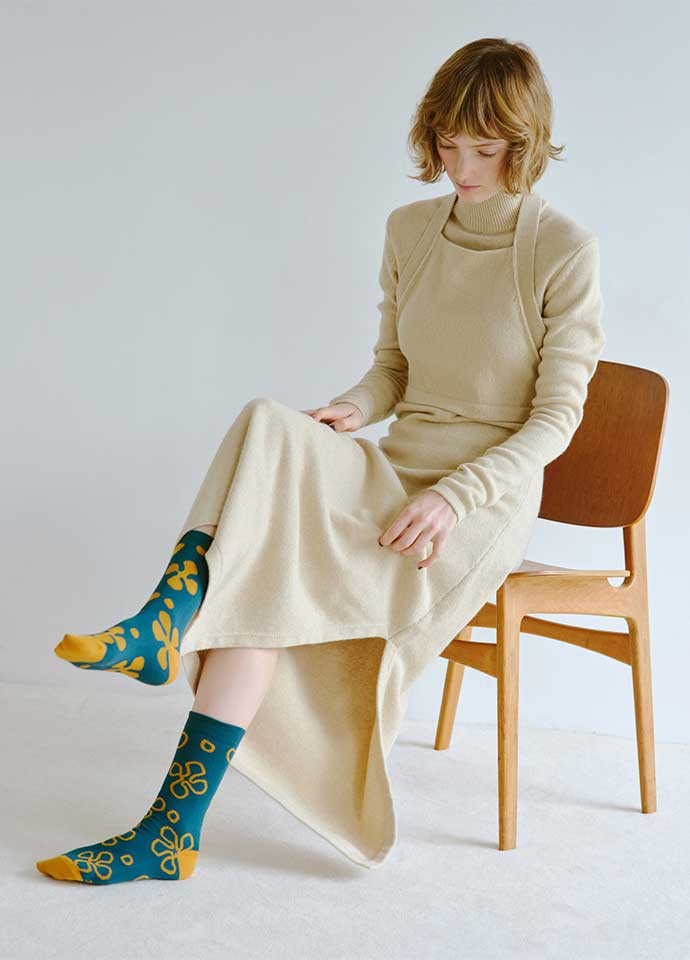 Asymmetrical patchwork design stockings