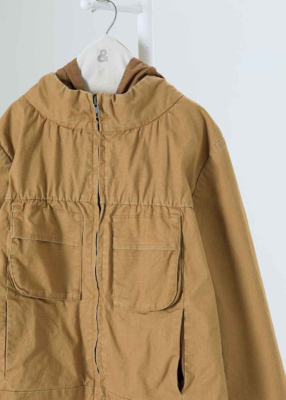 跳色立裁連帽四口袋外套