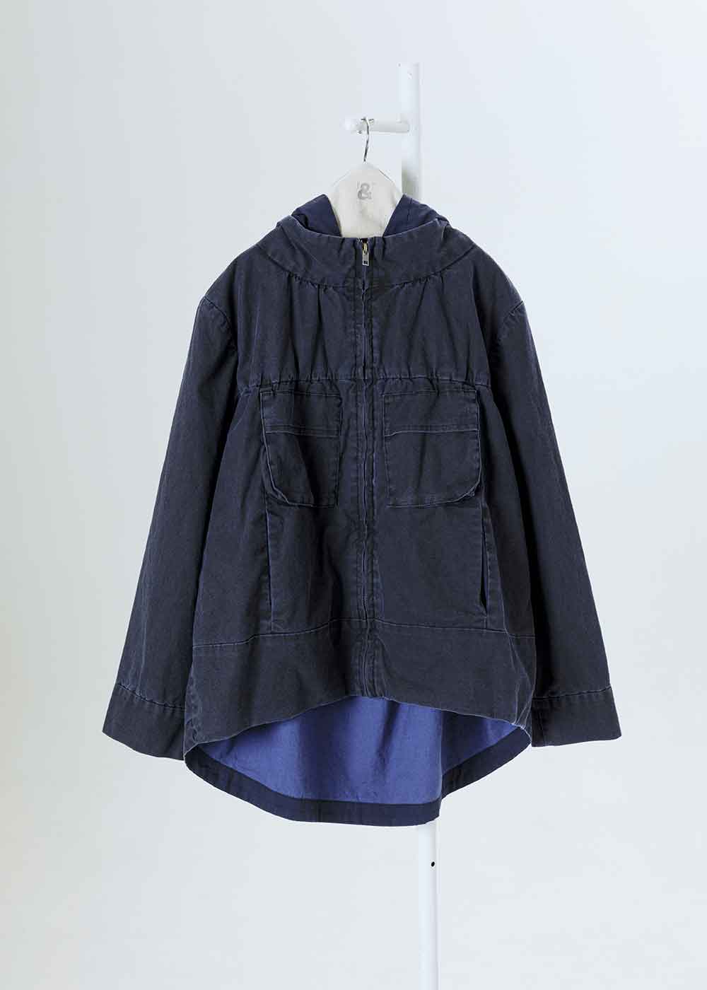 跳色立裁連帽四口袋外套