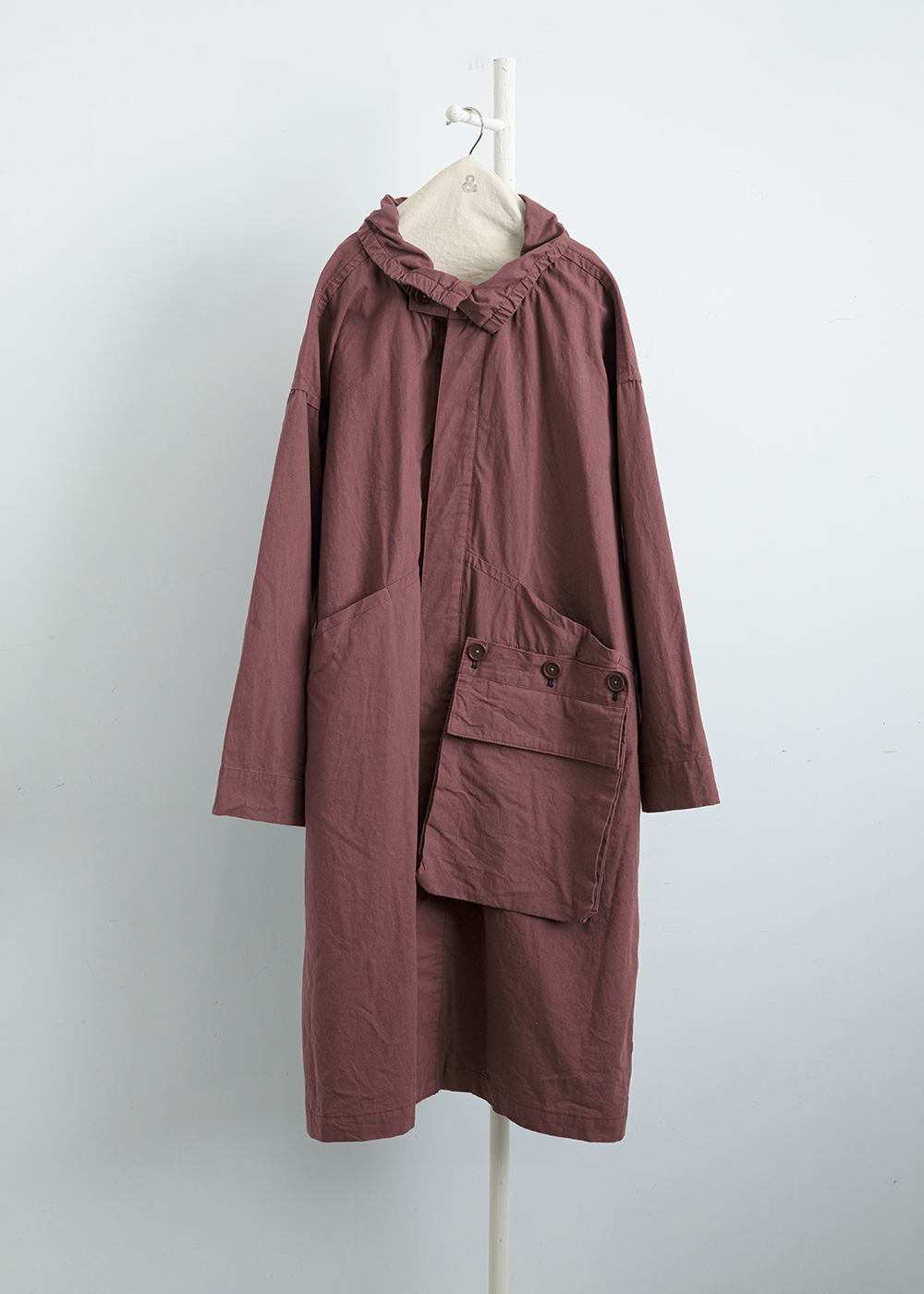 霜霧多口袋翻領長外套