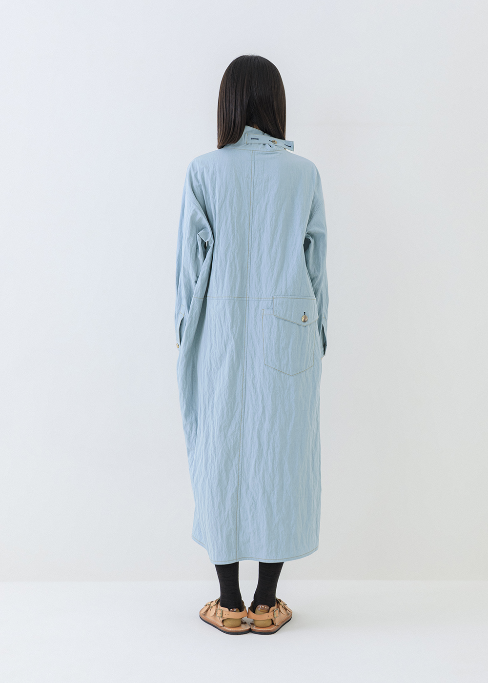 拼組口袋立領洋裝