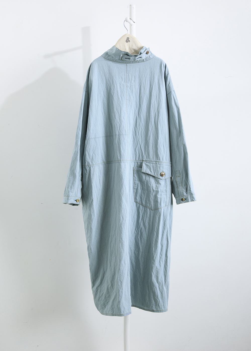 拼組口袋立領洋裝