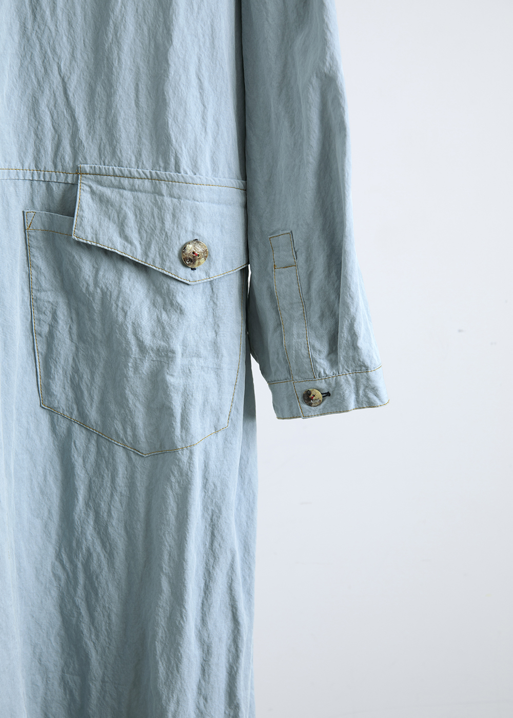 拼組口袋立領洋裝