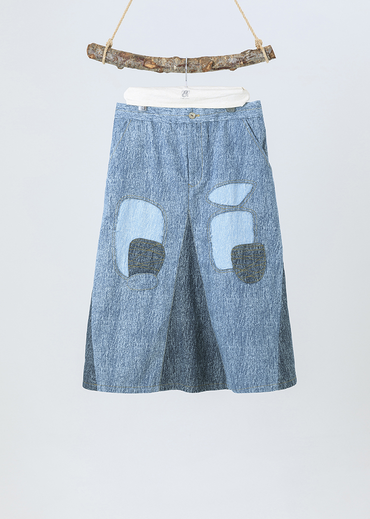 Spliced Denim Skirt