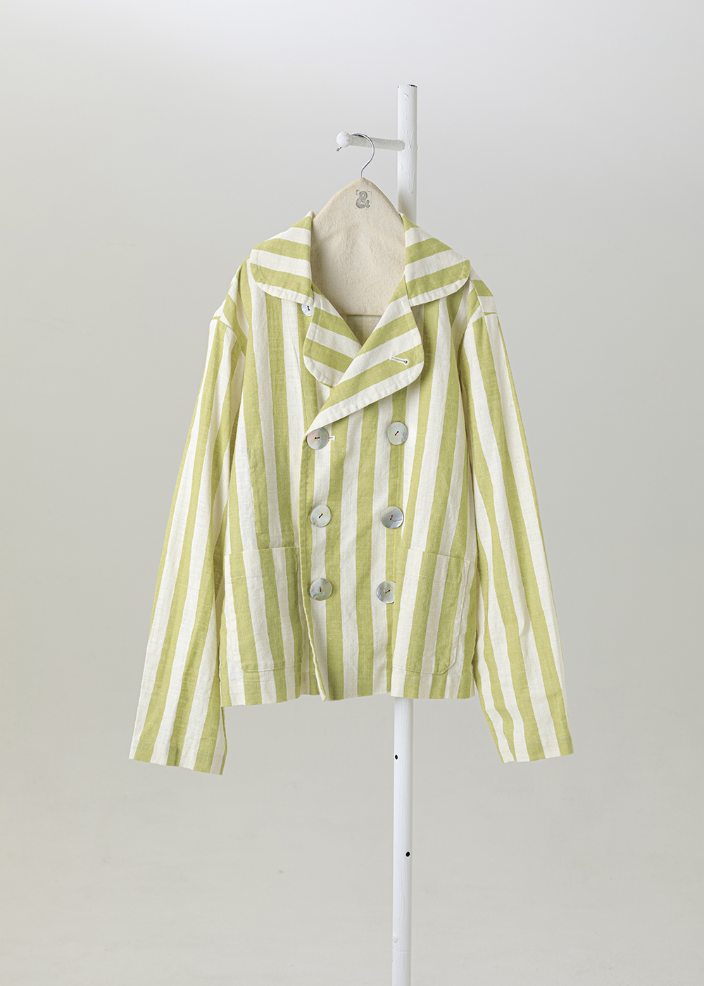 | 幾何映像派 |大翻領雙排釦棉質外套