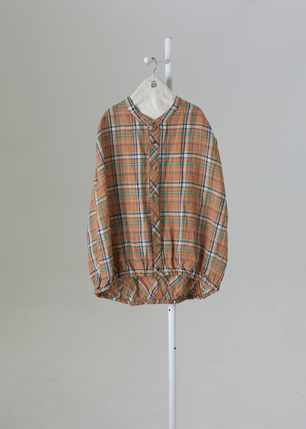 ｜幾何詩篇｜格紋繭型輪廓縮口衫