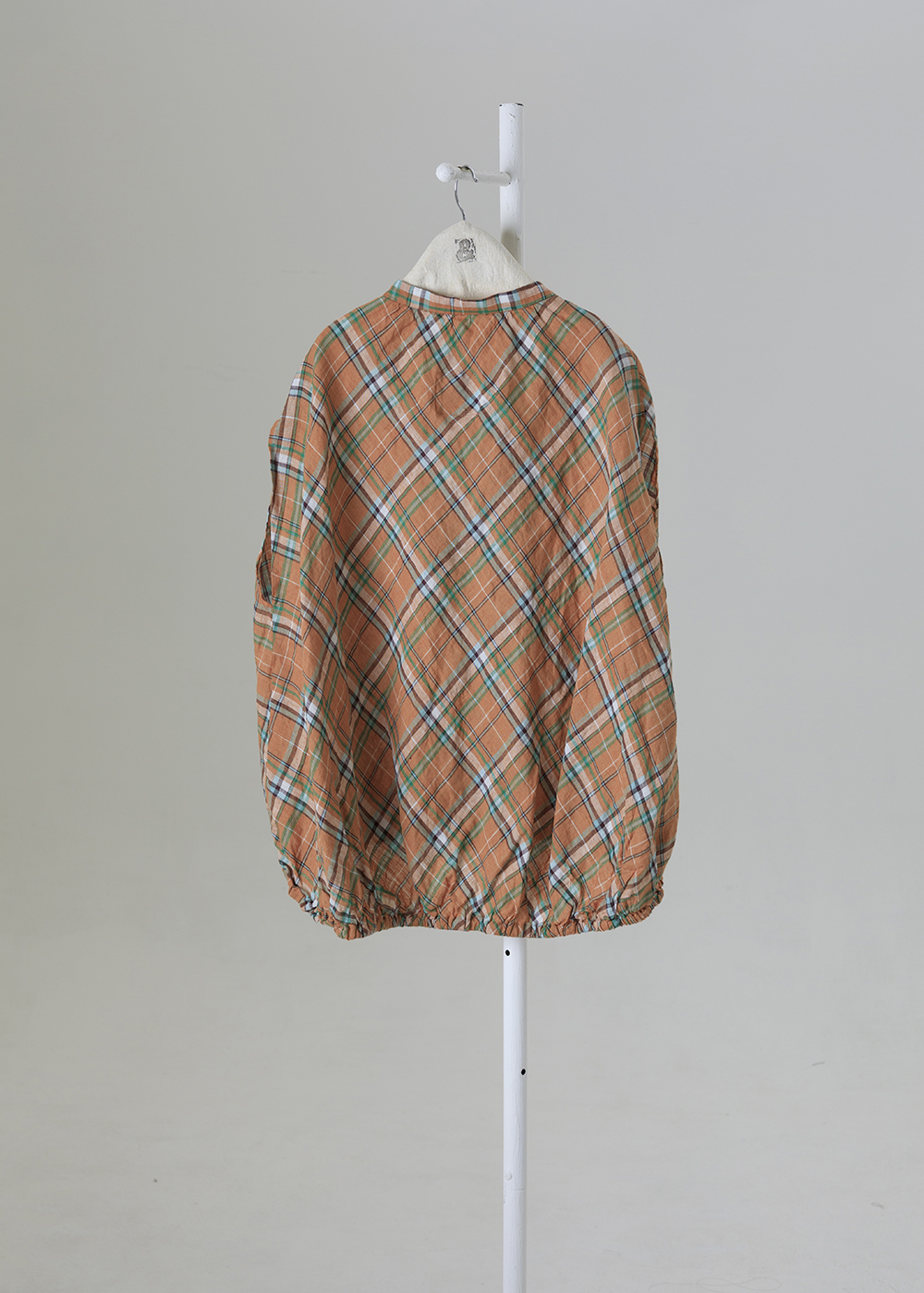 ｜幾何詩篇｜格紋繭型輪廓縮口衫