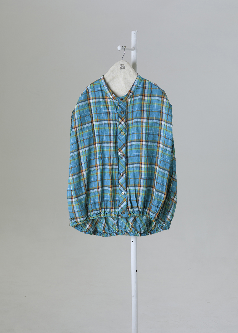 ｜幾何詩篇｜格紋繭型輪廓縮口衫