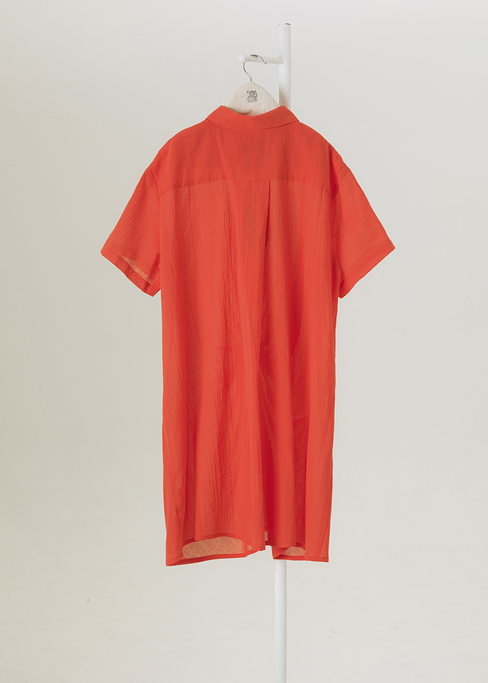 扭結抓皺長版襯衫