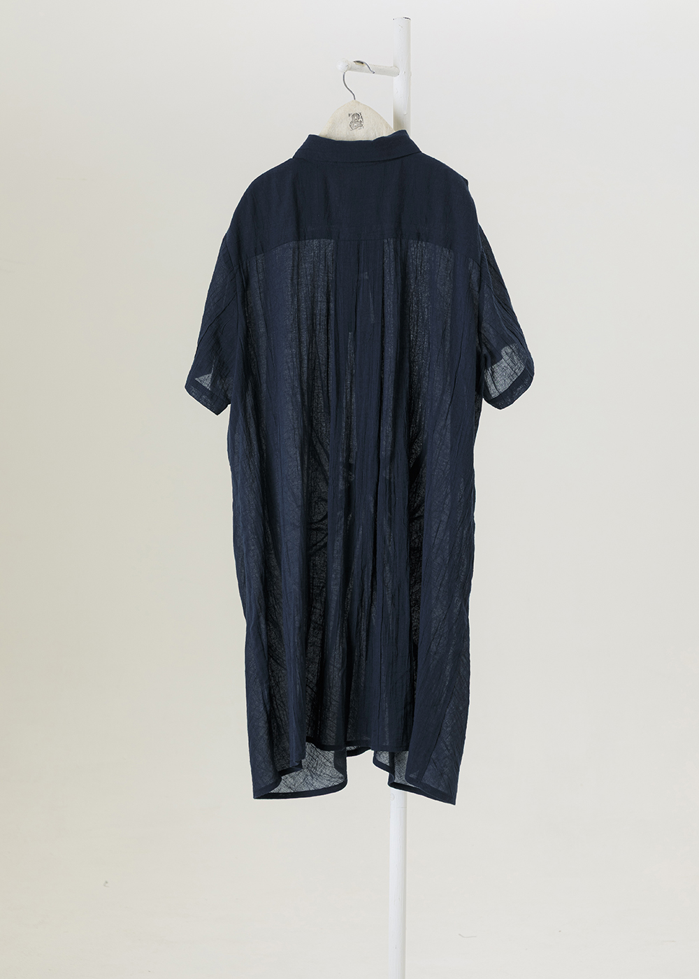 扭結抓皺長版襯衫