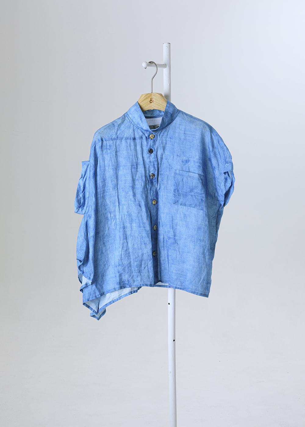  |苧麻微涼| 斜角寬幅不對稱下擺節紗襯衫