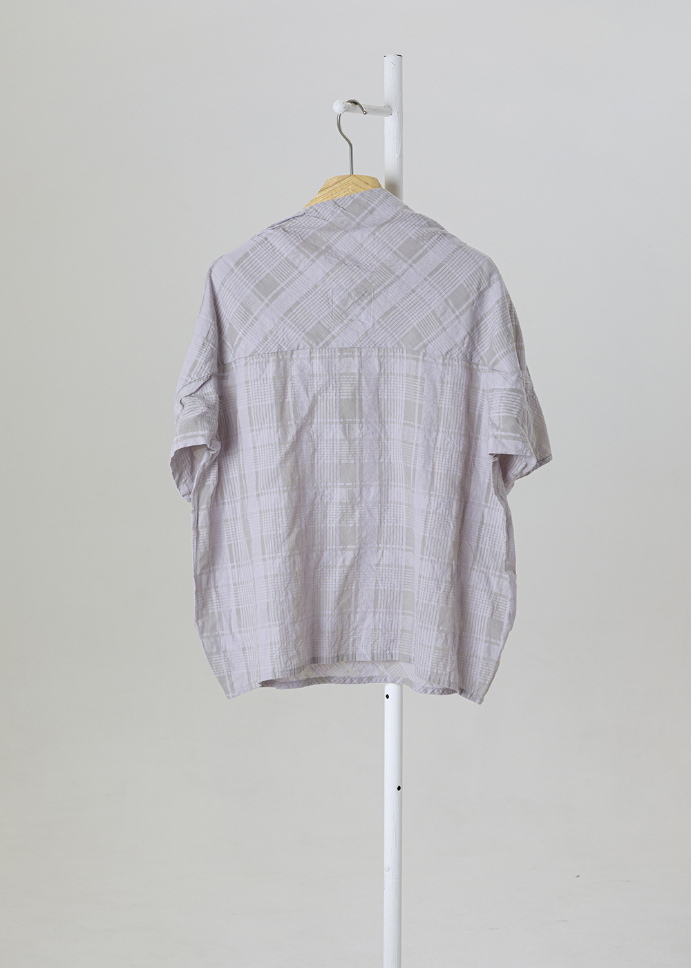 | 空氣霧格 |不對稱折領斜紋上衣