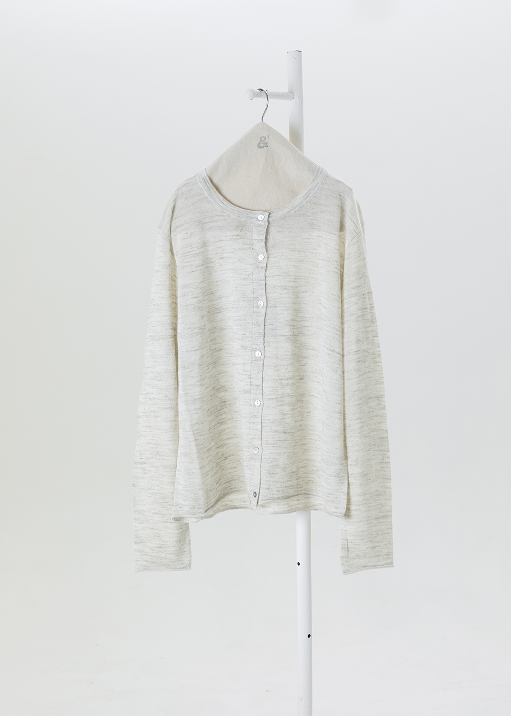 苔原微光混色竹節紋圓領開襟外套