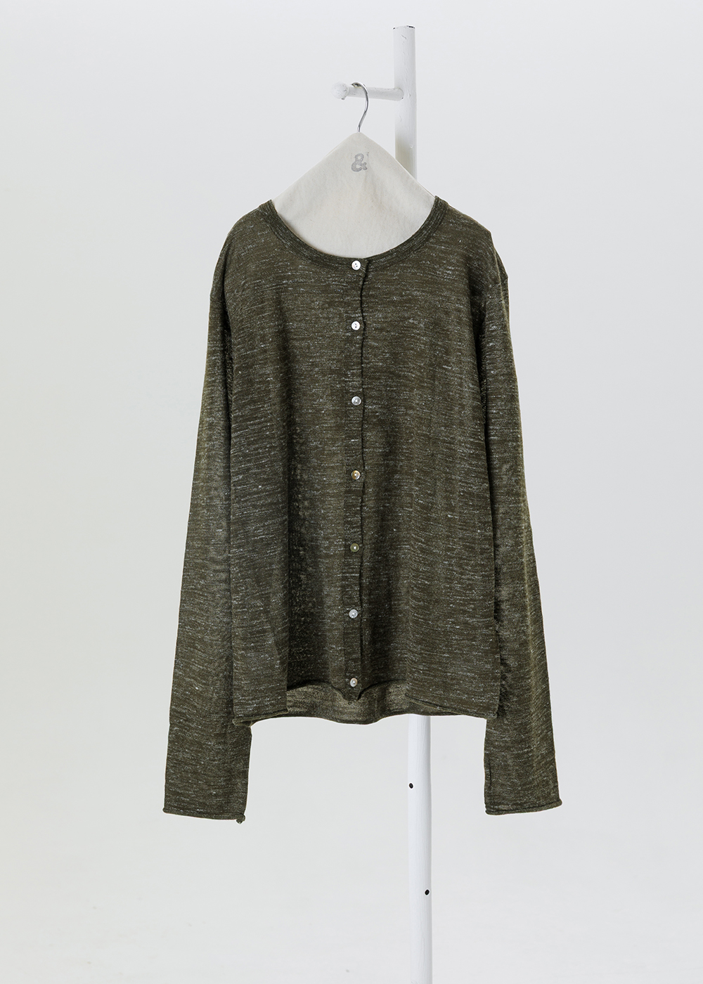 苔原微光混色竹節紋圓領開襟外套