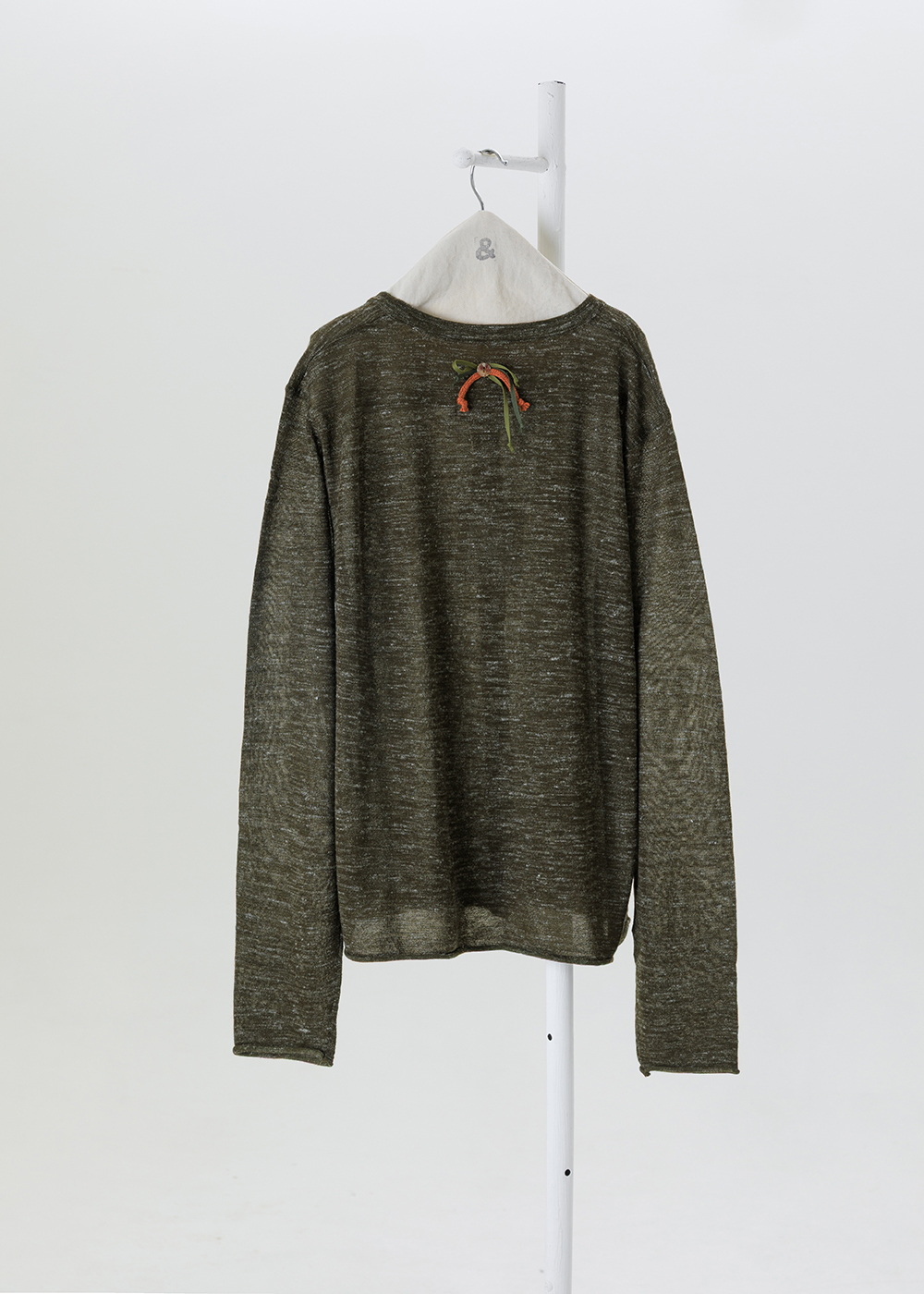 苔原微光混色竹節紋圓領開襟外套