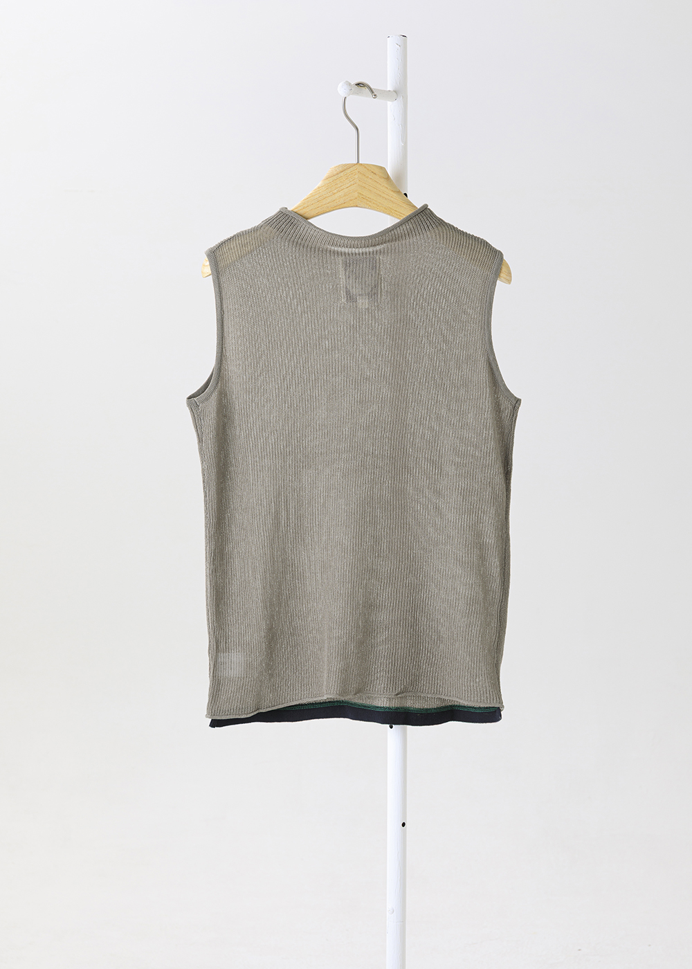 暮雨細羅紋棉麻跳色背心