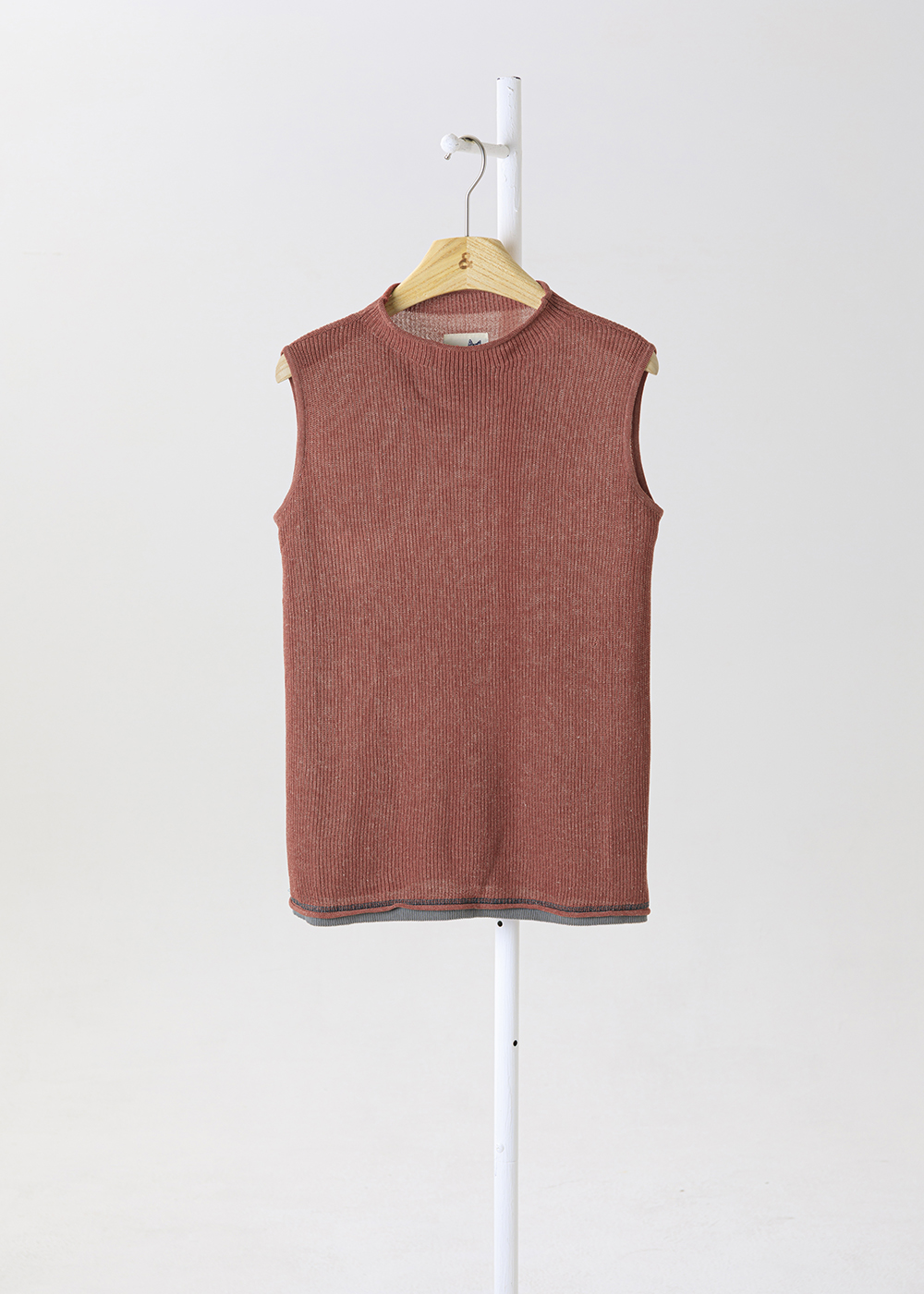 暮雨細羅紋棉麻跳色背心