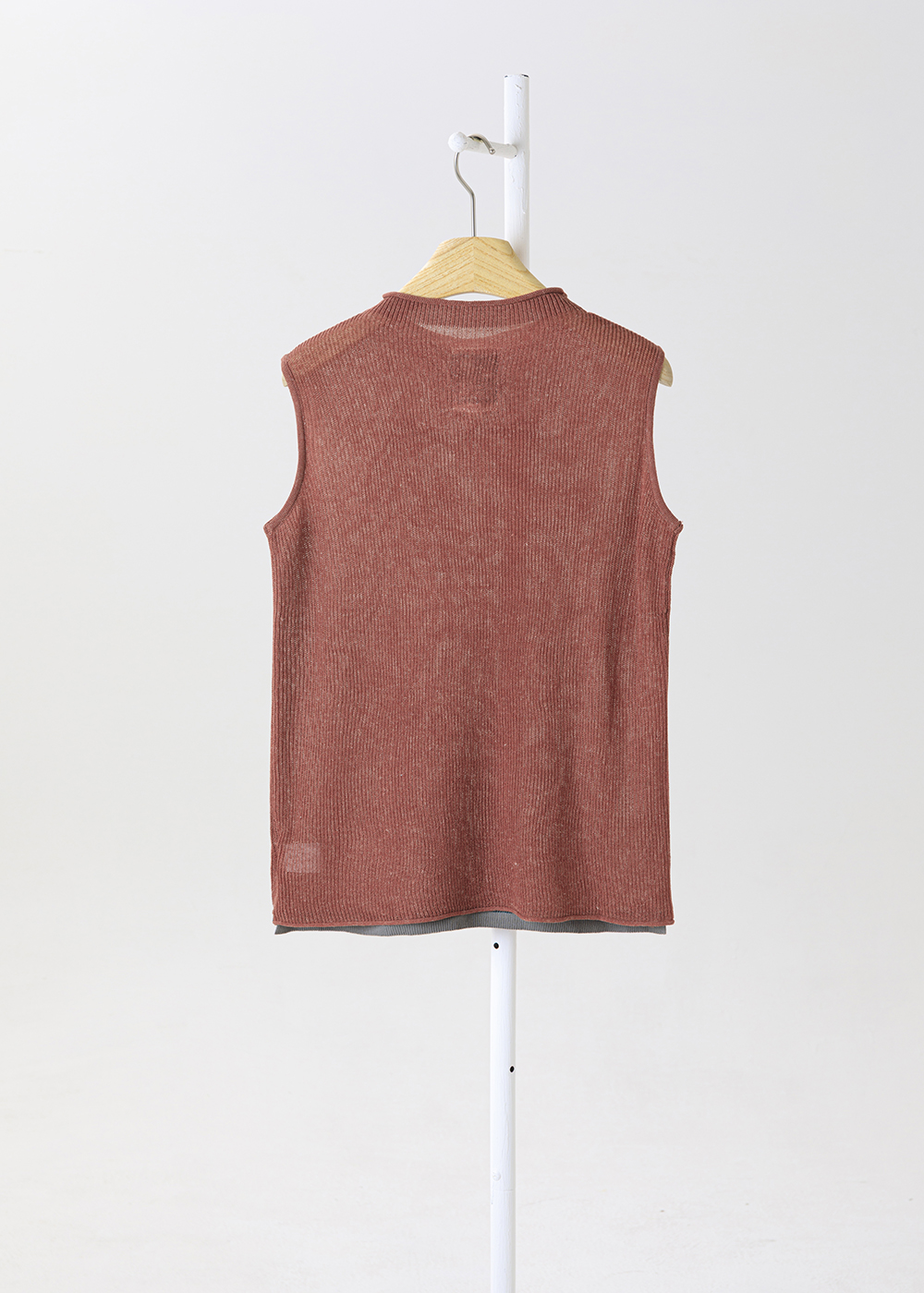 暮雨細羅紋棉麻跳色背心