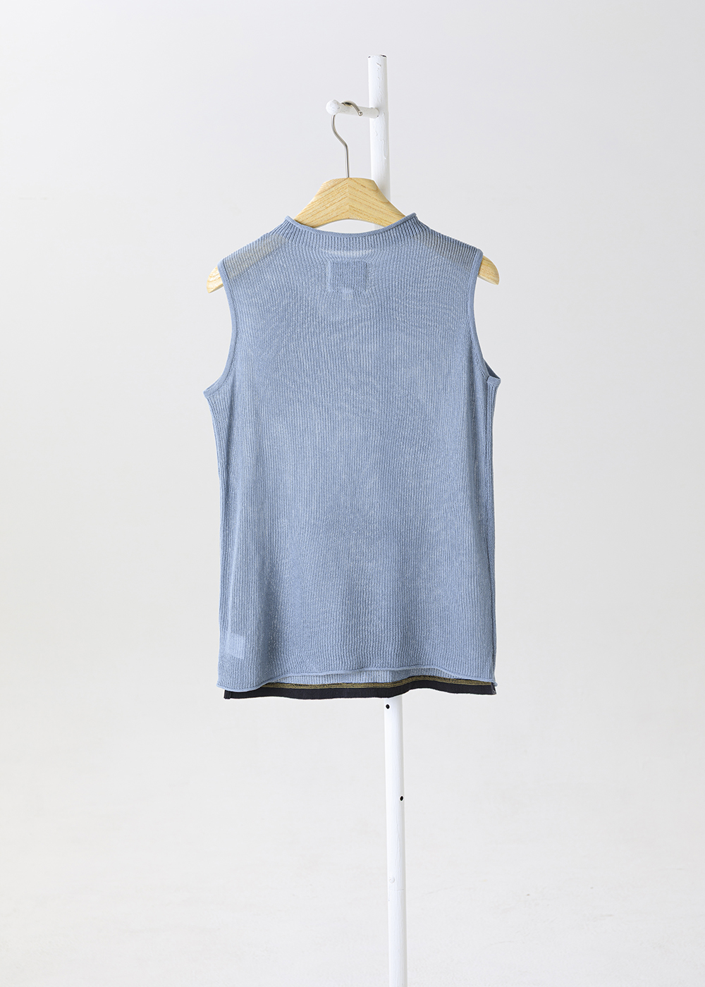 暮雨細羅紋棉麻跳色背心