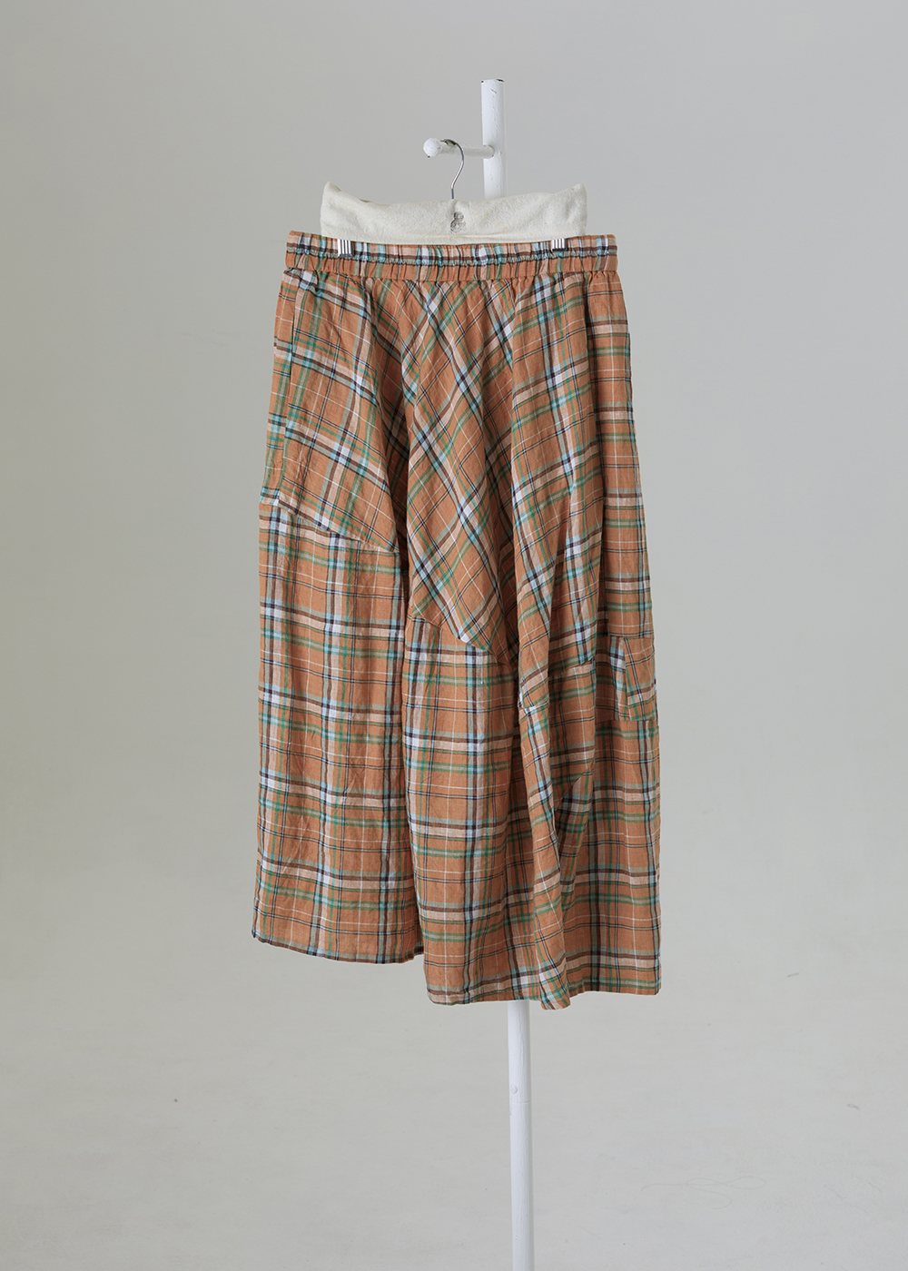 ｜幾何詩篇｜斜裁拼接格紋傘襬裙