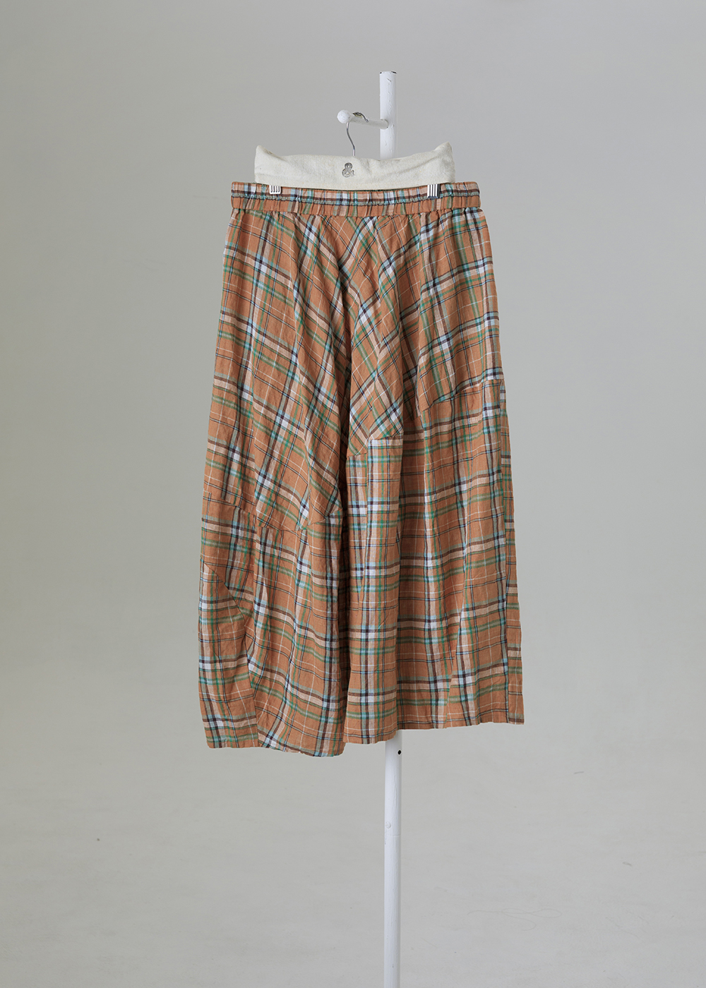 ｜幾何詩篇｜斜裁拼接格紋傘襬裙