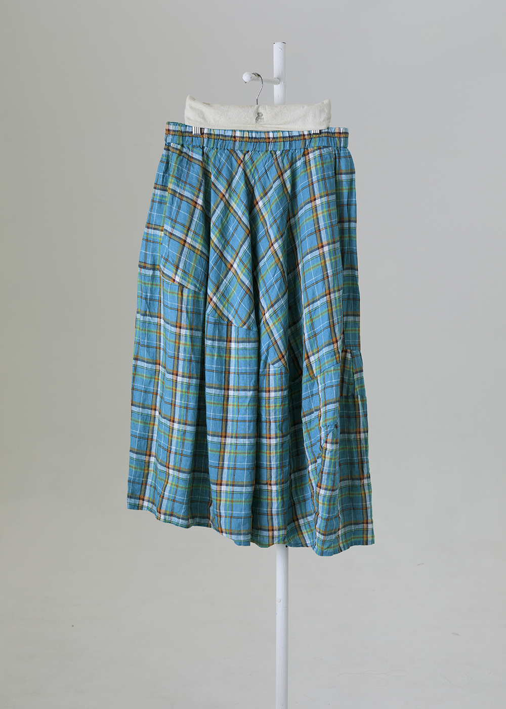 ｜幾何詩篇｜斜裁拼接格紋傘襬裙