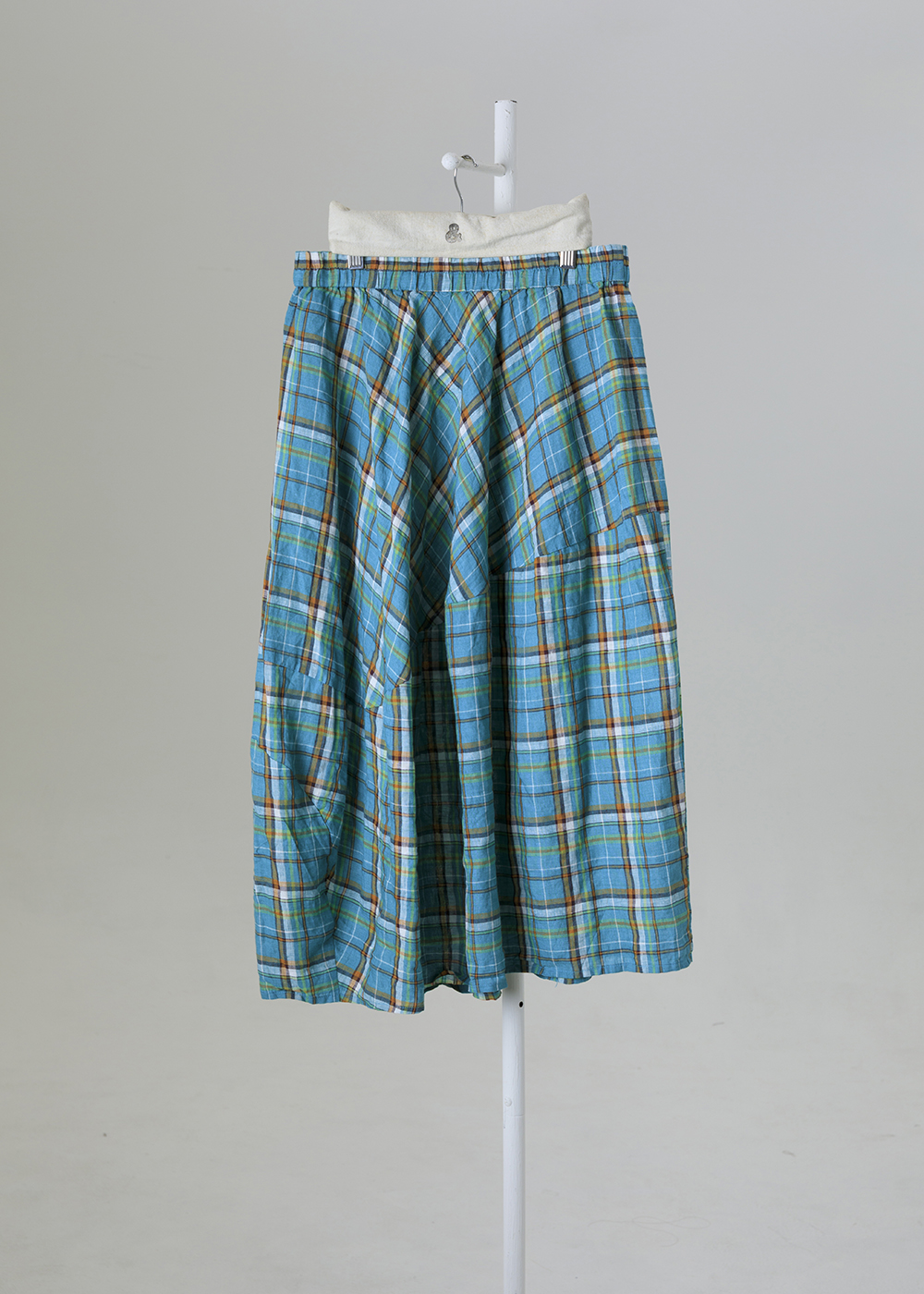 ｜幾何詩篇｜斜裁拼接格紋傘襬裙