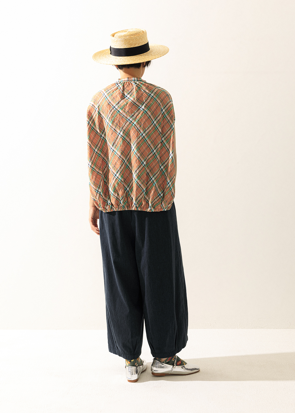 謐境下擺打褶繭型褲 