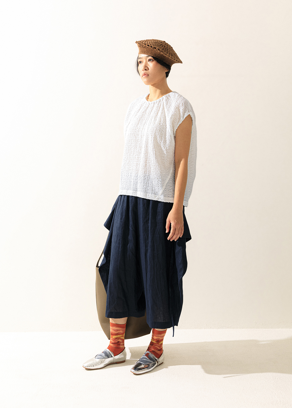 | 沁風麻織 |繫帶詩意前綁帶層次寬褲