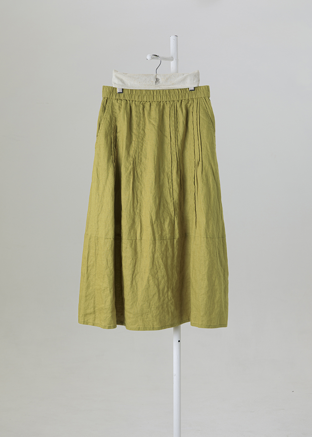 | 沁風麻織 |風動漣漪拼接空氣棉麻裙