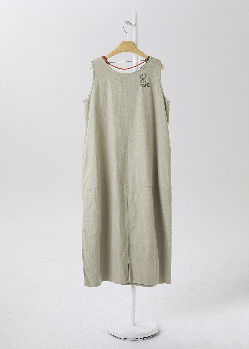 風絮撞色繫帶低腰洋裝