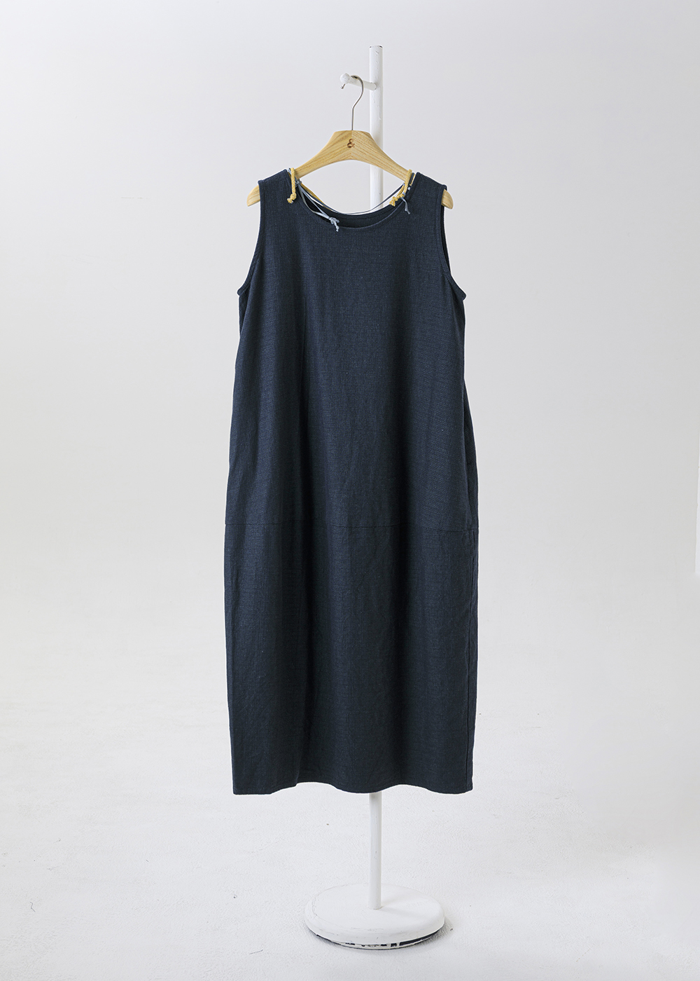 風絮撞色繫帶低腰洋裝