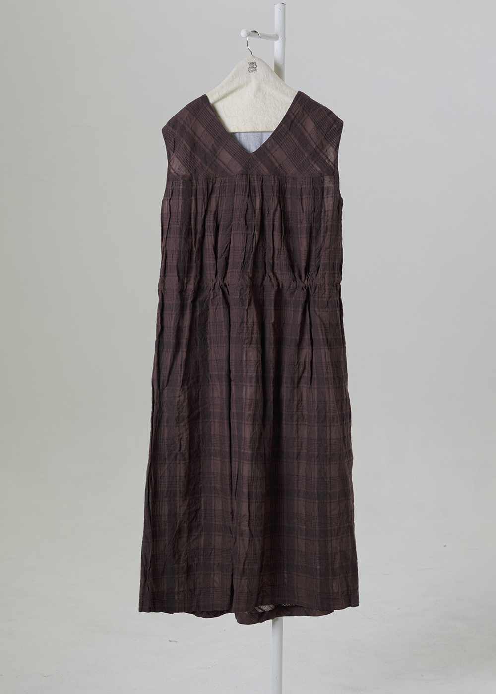 | 空氣霧格 |斜紋光影格紋抽繩洋裝