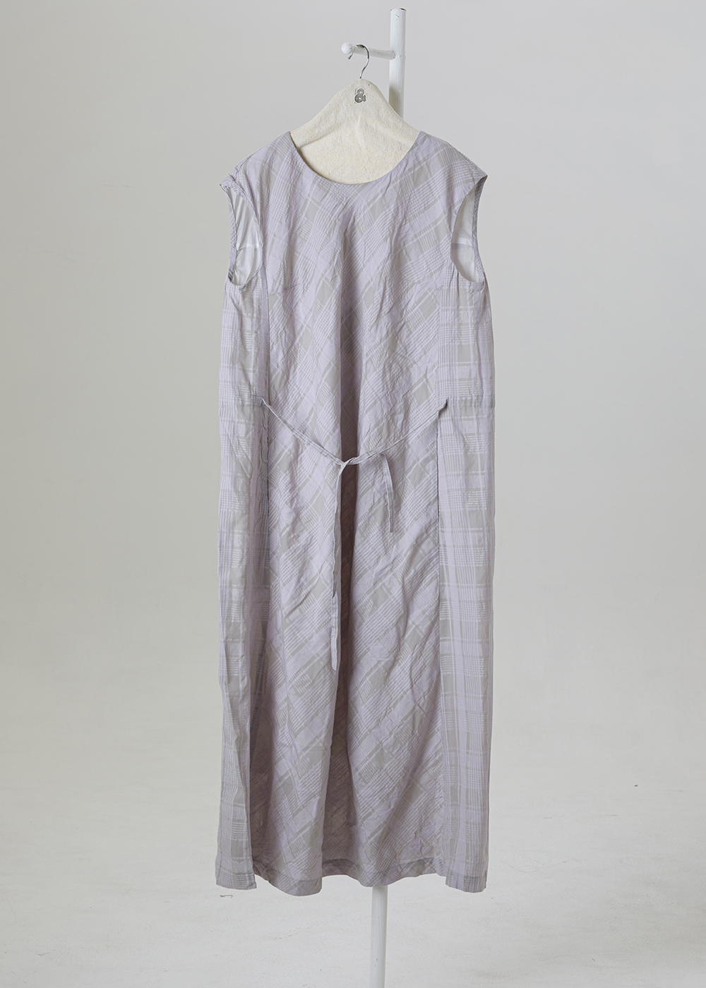 | 空氣霧格 |斜紋光影格紋抽繩洋裝