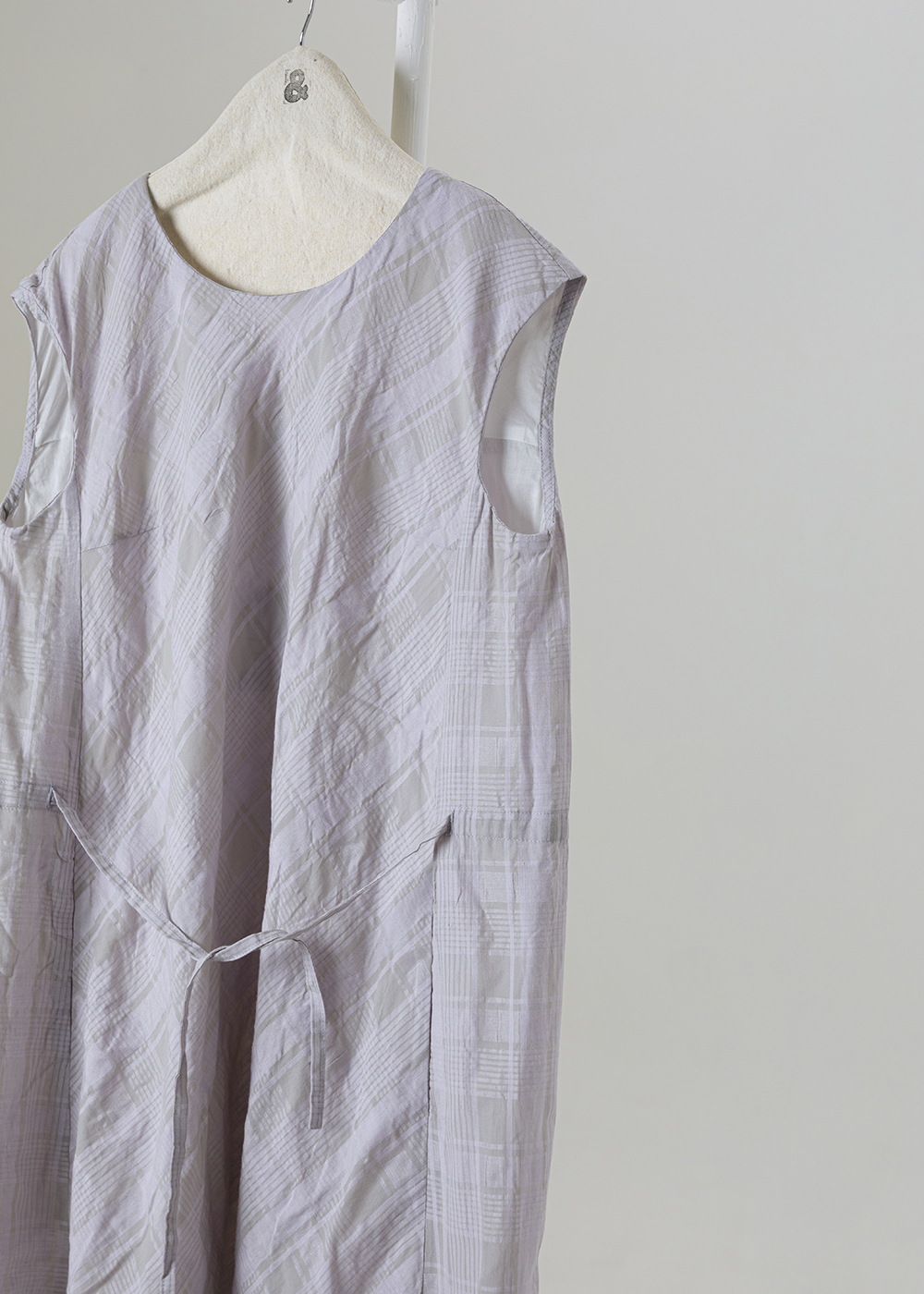 | 空氣霧格 |斜紋光影格紋抽繩洋裝