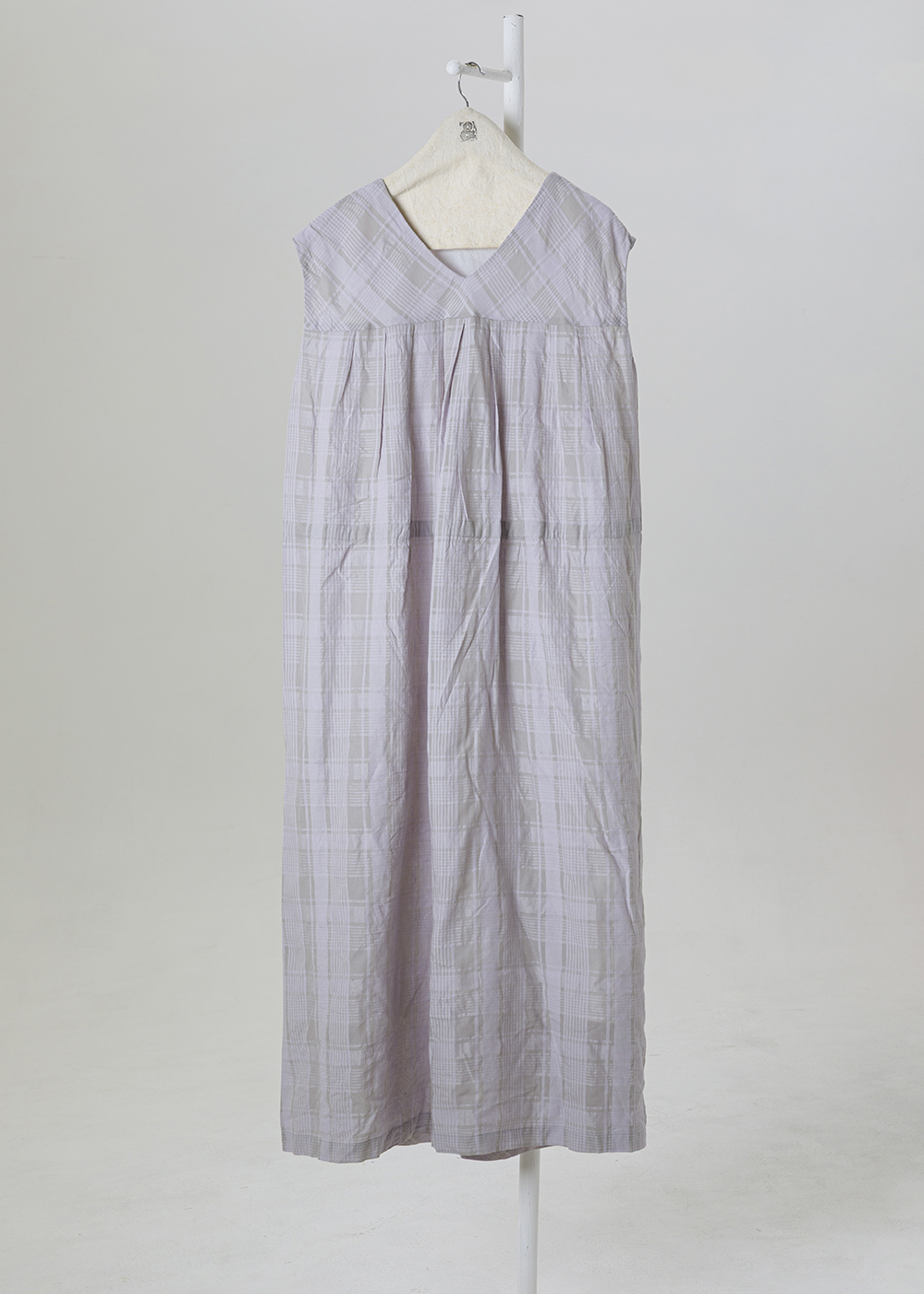 | 空氣霧格 |斜紋光影格紋抽繩洋裝