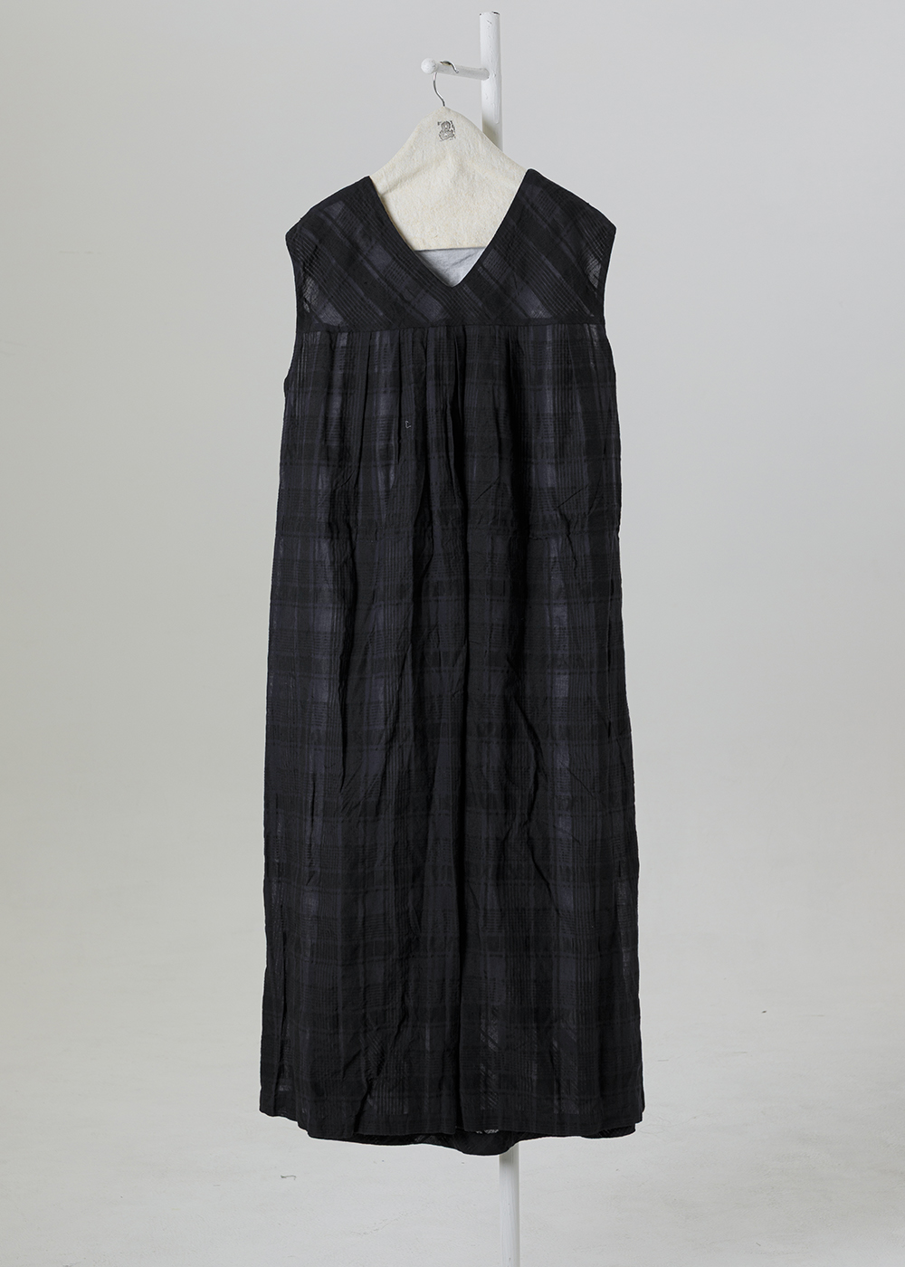 | 空氣霧格 |斜紋光影格紋抽繩洋裝