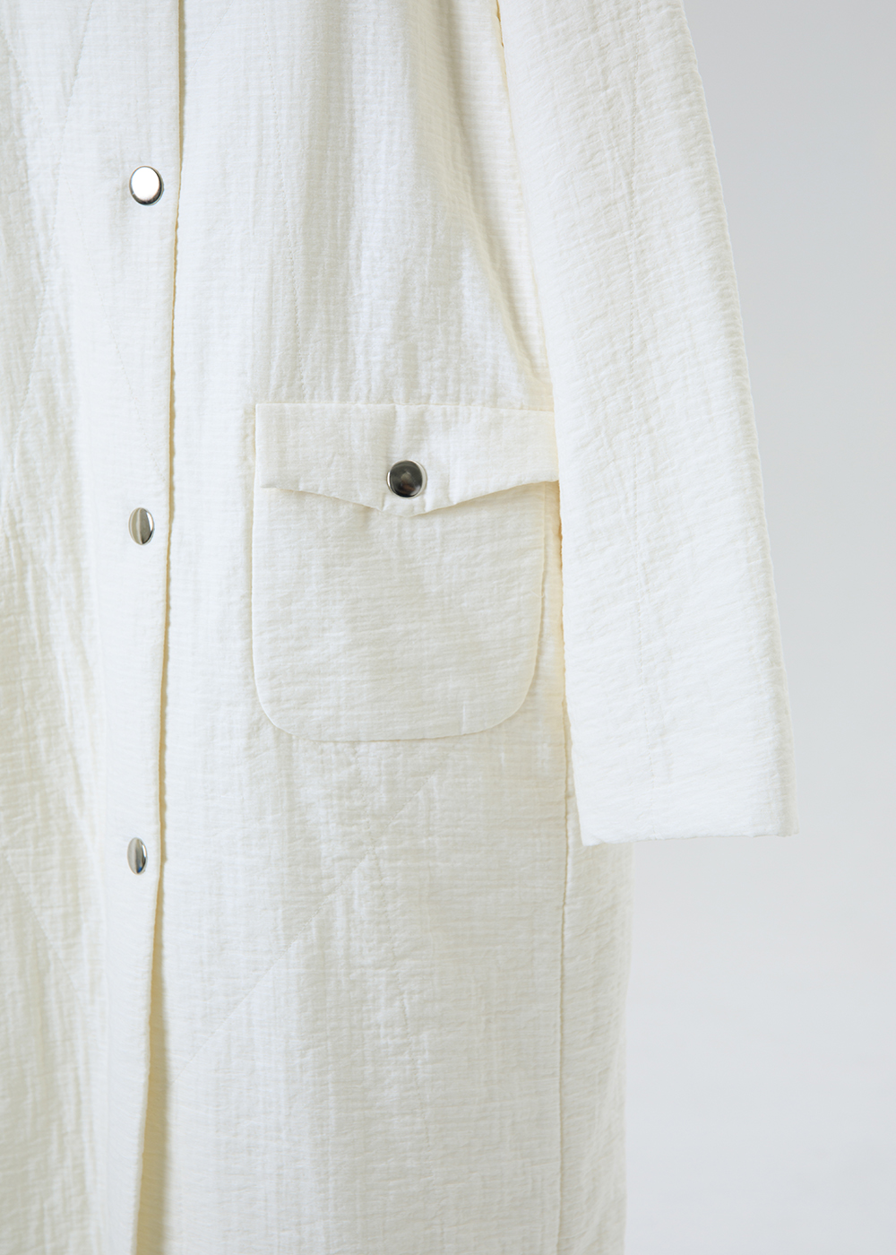 靜霧立領薄鋪棉長版大衣