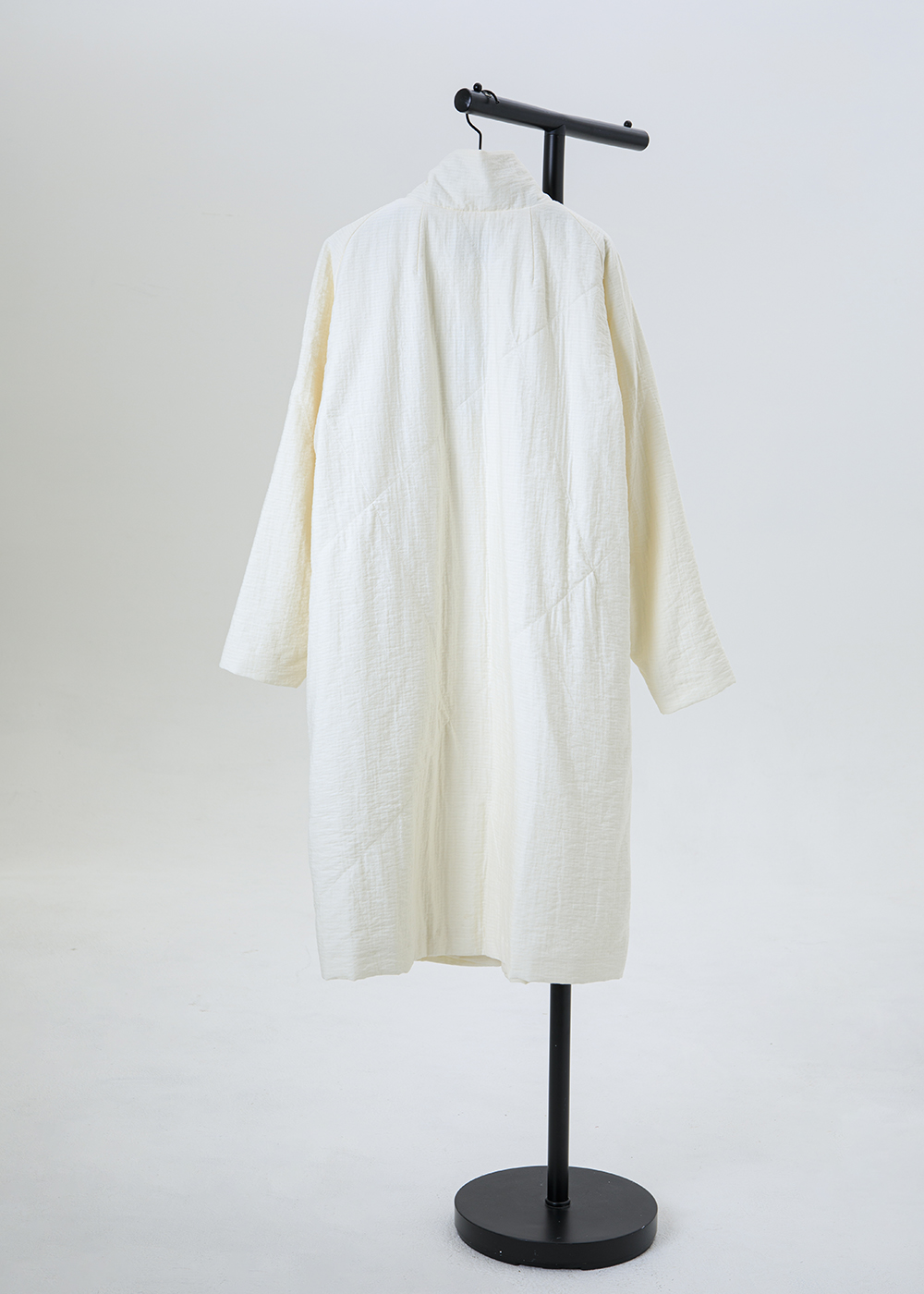 靜霧立領薄鋪棉長版大衣