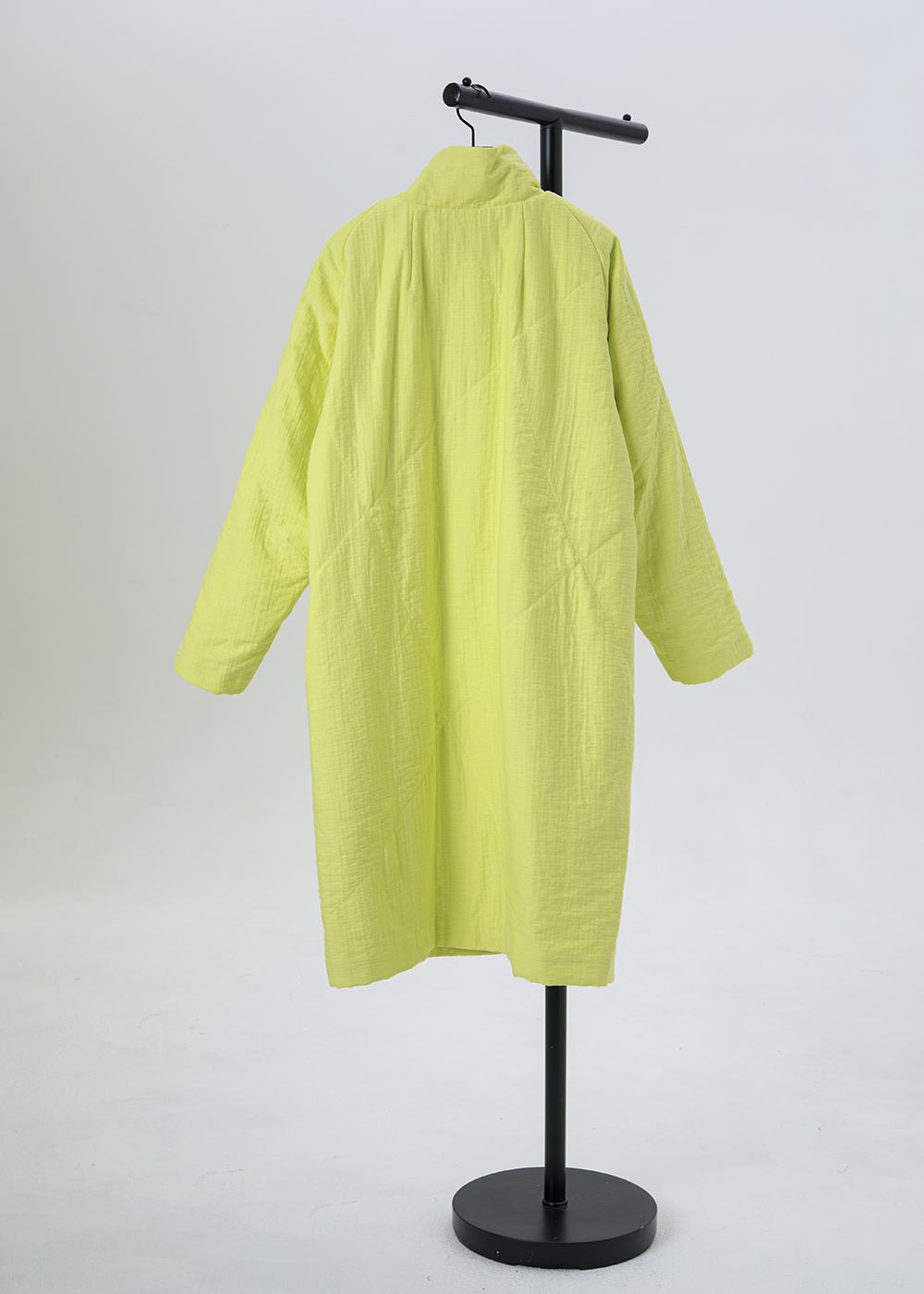 靜霧立領薄鋪棉長版大衣