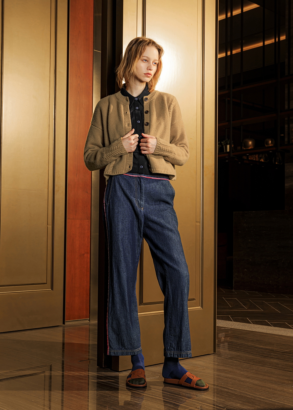 絞花針織開襟衫 