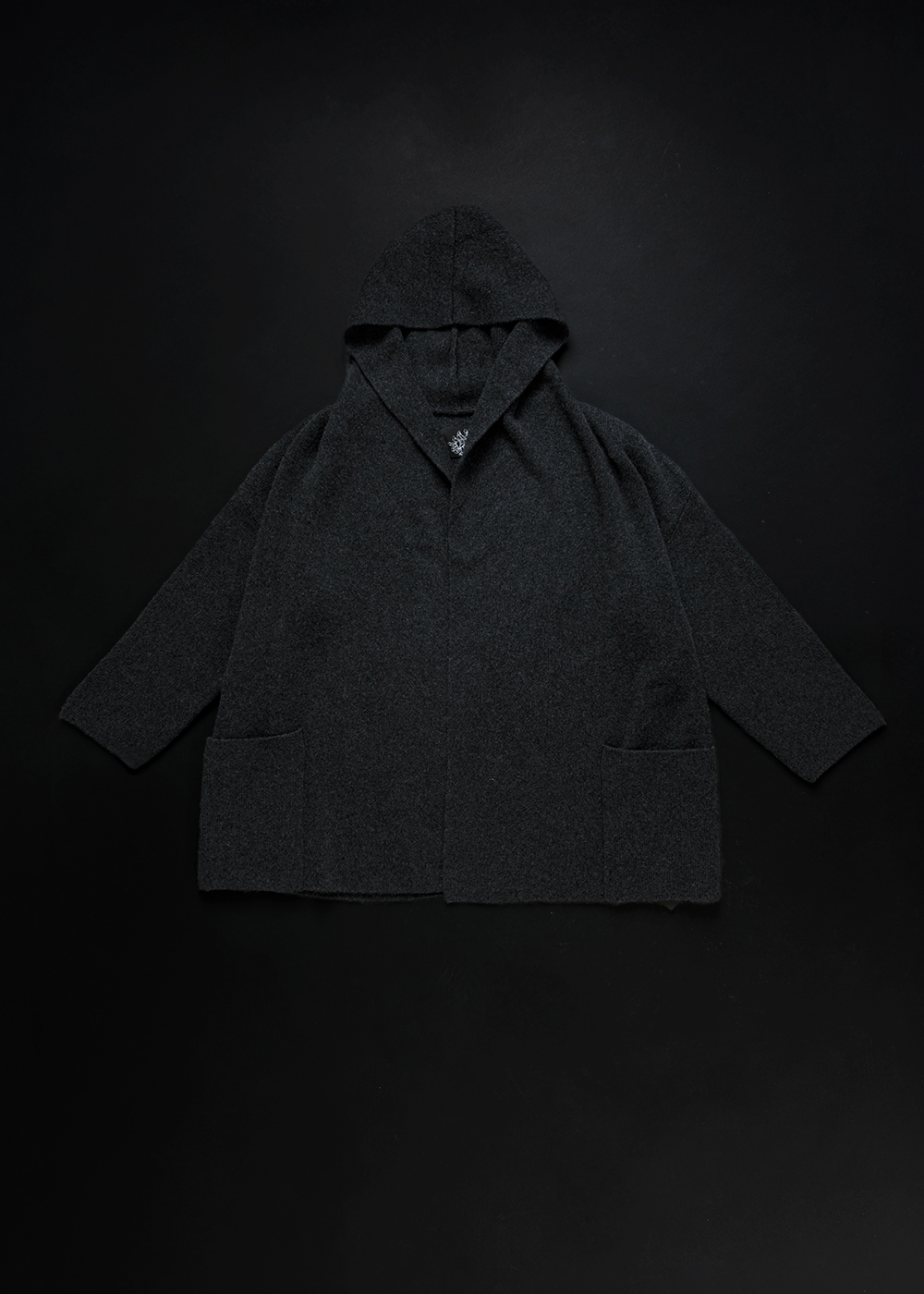 灰霧大翻領落肩羊毛外套