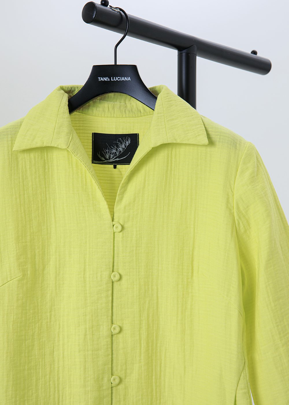 半開襟包布釦襯衫洋裝