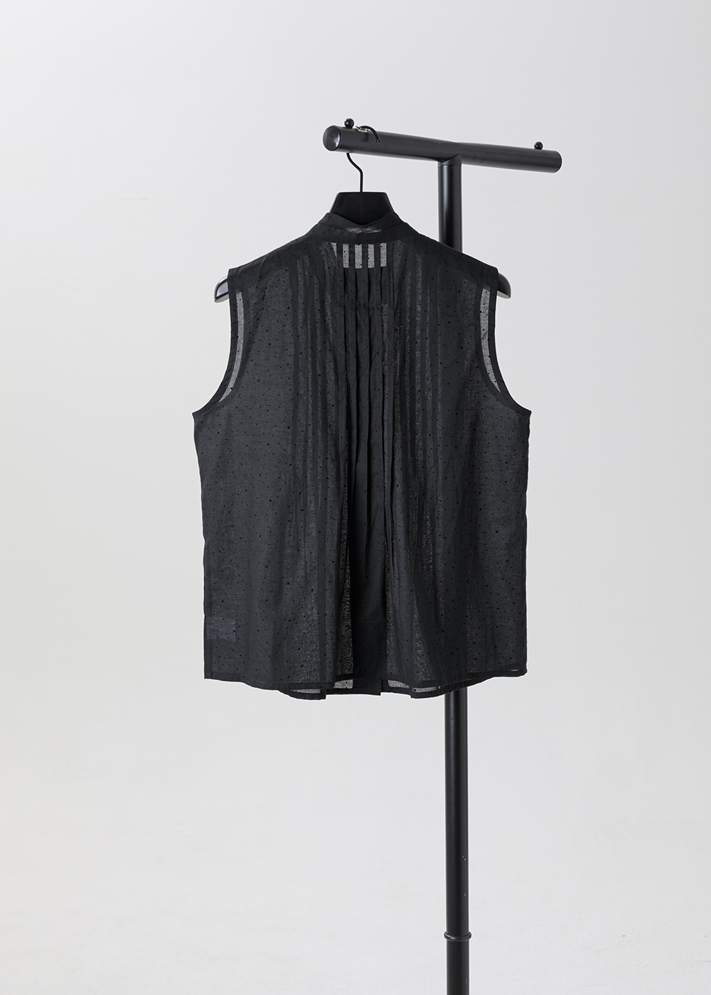 |微粒光影|立領褶飾無袖上衣