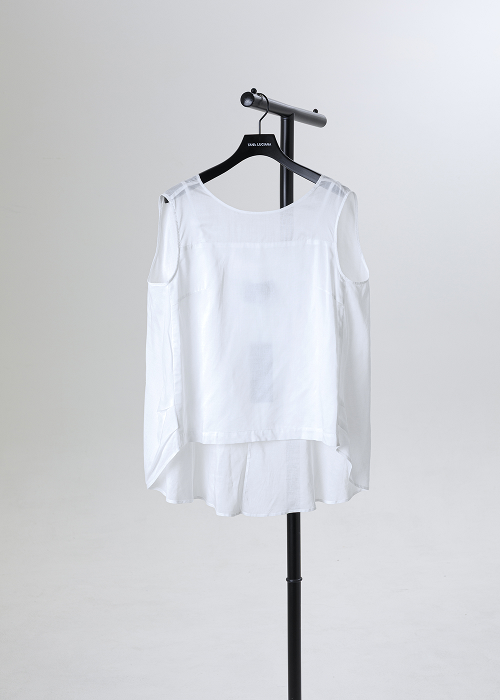 層次拼接透感無袖上衣