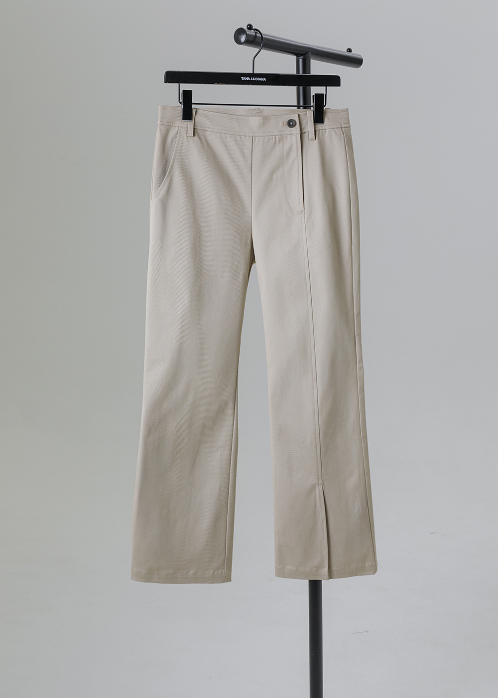 不對稱飾片開衩長褲