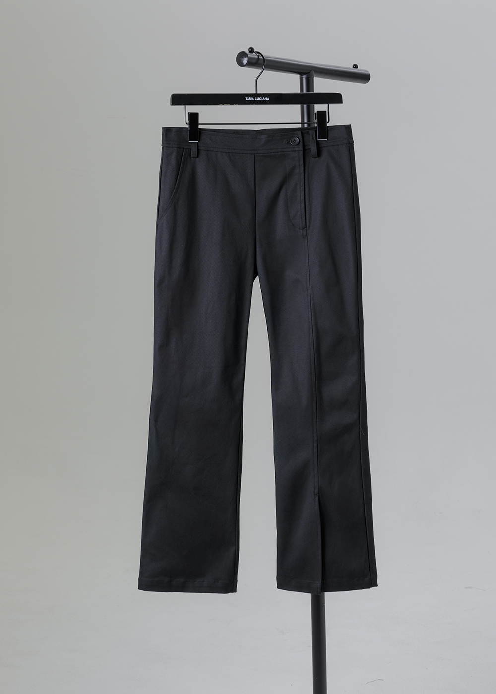 不對稱飾片開衩長褲