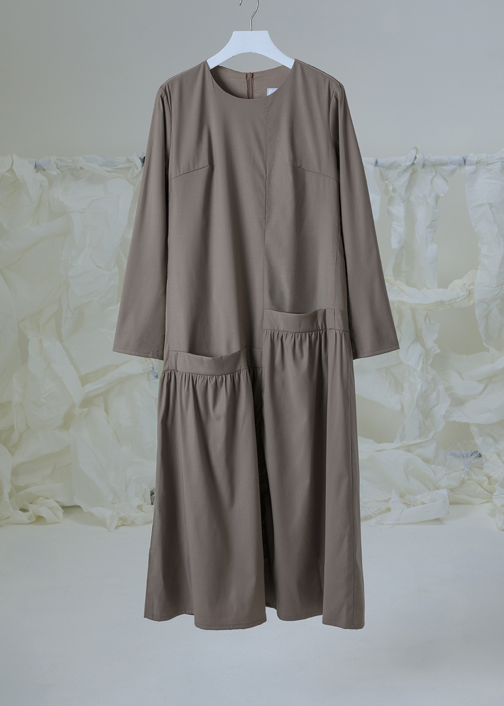 微瀾立裁抽皺長洋裝