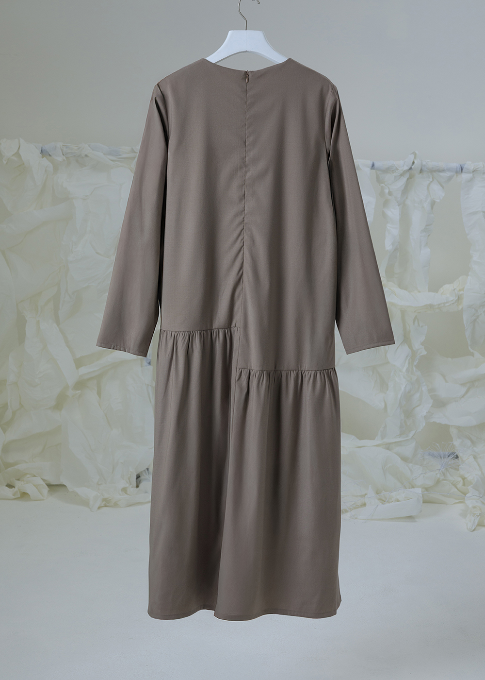 微瀾立裁抽皺長洋裝