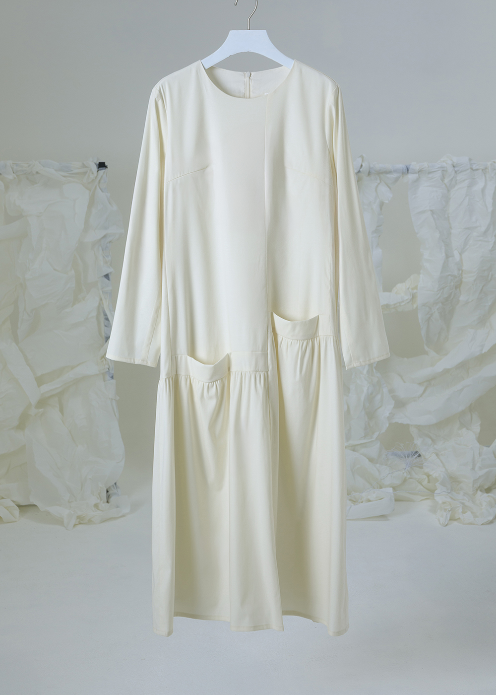 微瀾立裁抽皺長洋裝